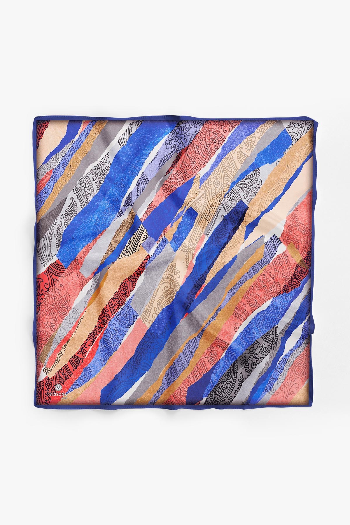 %100 İpek Kadın Desenli Bandana 80x80