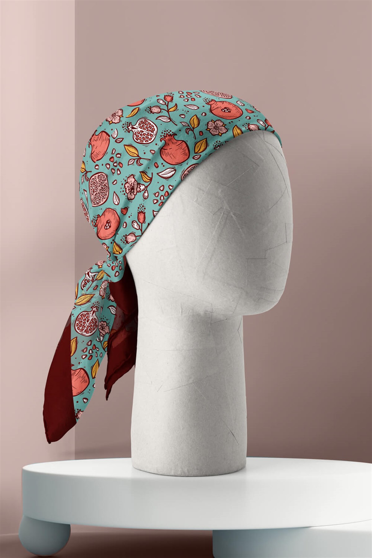 Violla Kadın Açık Mavi Küçük Nar Desenli 50x50 Bandana