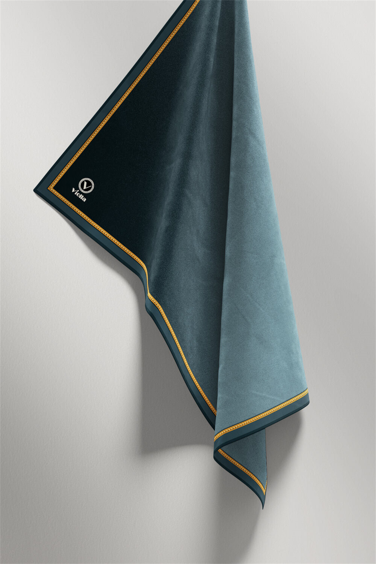 Twill Degrade Desenli Petrol Yeşili Renkli 90x90 Eşarp (İpek İçermez) Kenar Dikiş Şekli El Dikişli