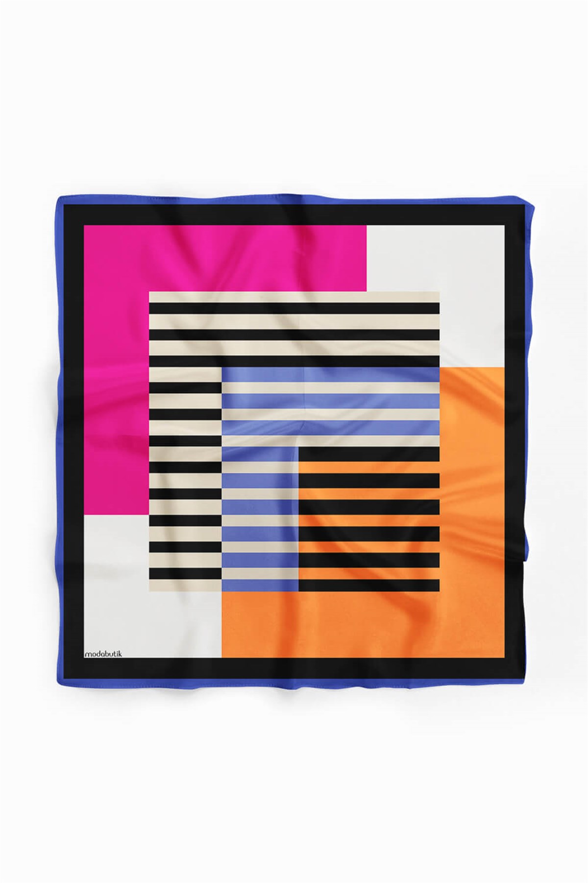 Violla G60 Kadın Turuncu Kare Desenli 50x50 Bandana