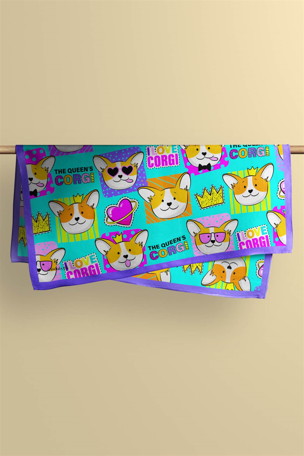 G104 Violla Köpek Desenli Bandana