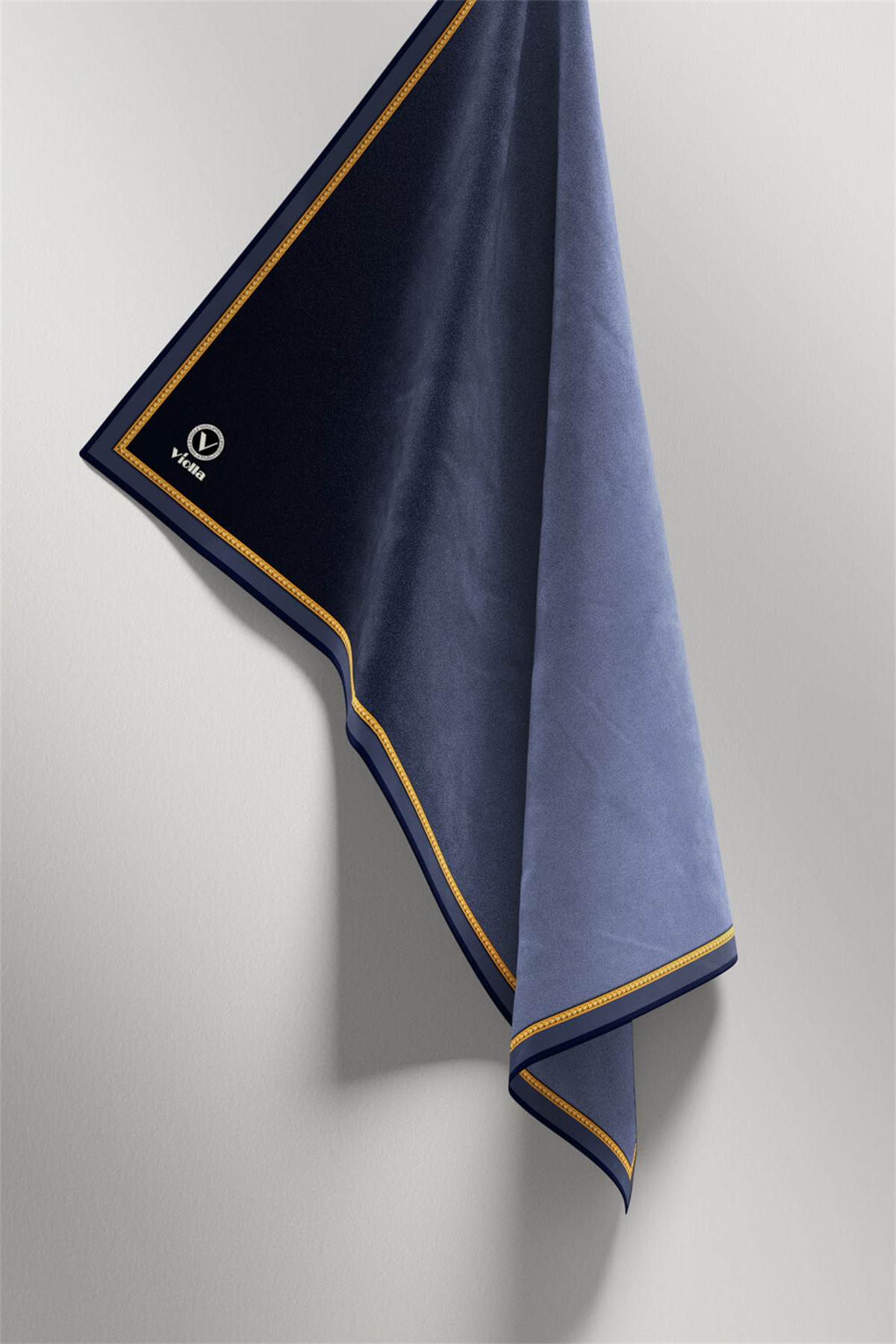 Twill Degrade Desenli İndigo Renkli 90x90 Eşarp (İpek İçermez) Kenar Dikiş Şekli El Dikişli