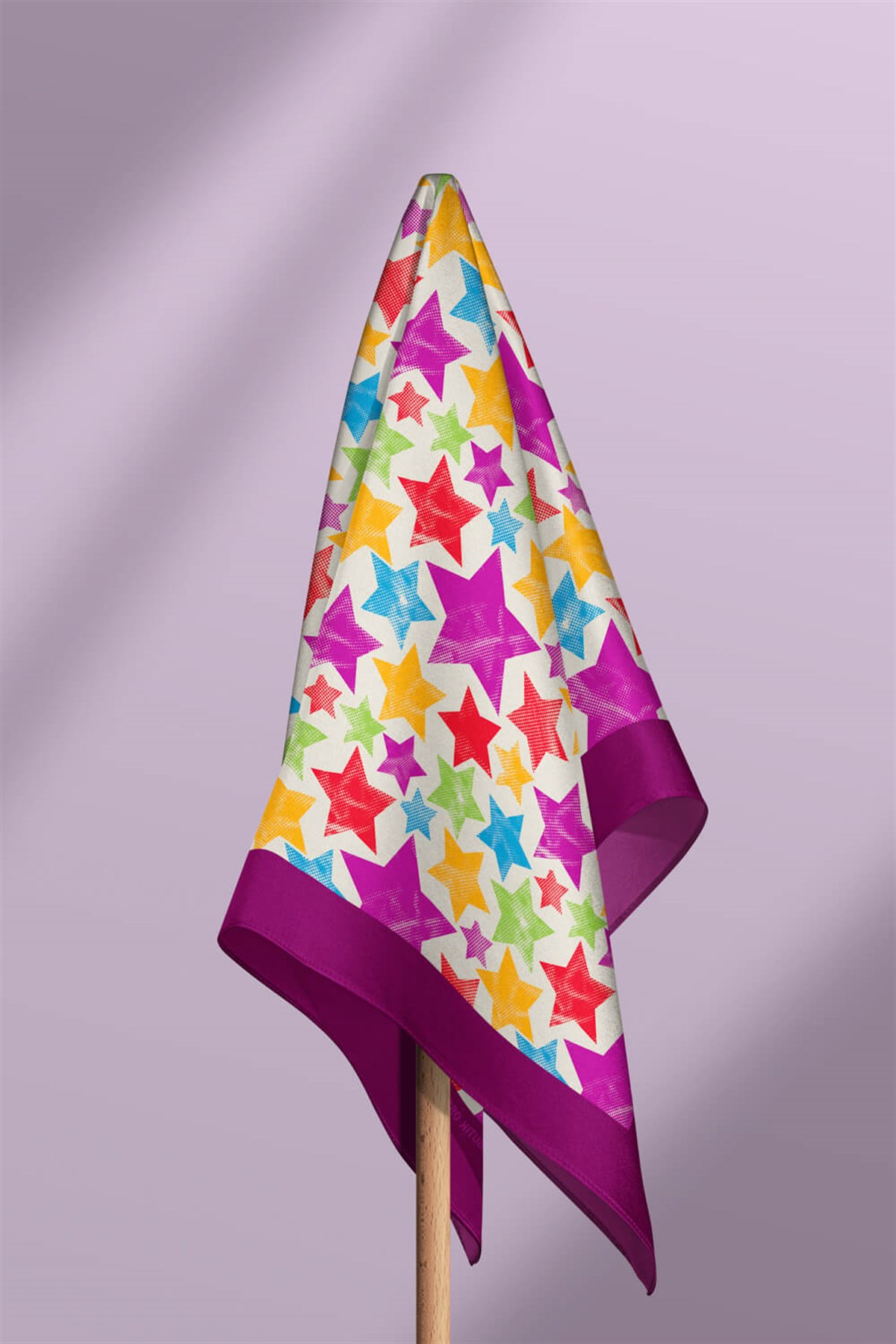 Violla F35 Kadın Mor  Stars Desenli 50x50 Bandana HYL DG0521-22