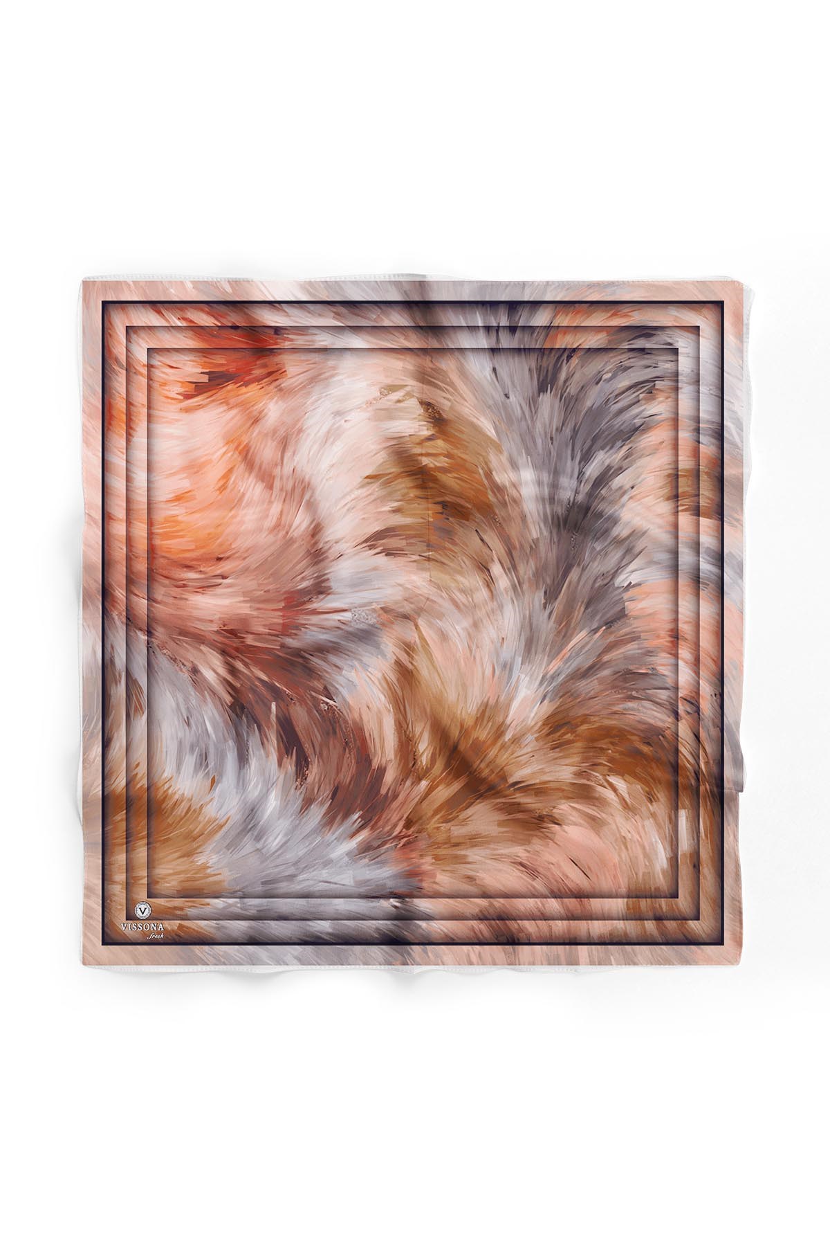 %100 İpek Kadın Desenli Bandana 80x80