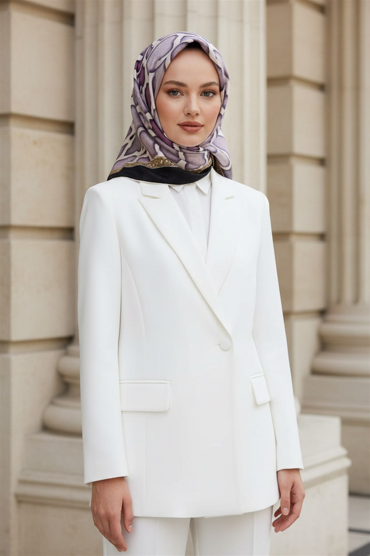 %100 Twill İpek Zürafa Desenli Gül Kurusu - Pudra Renkli 90x90 Eşarp Dikim Şekli : El Dikişi