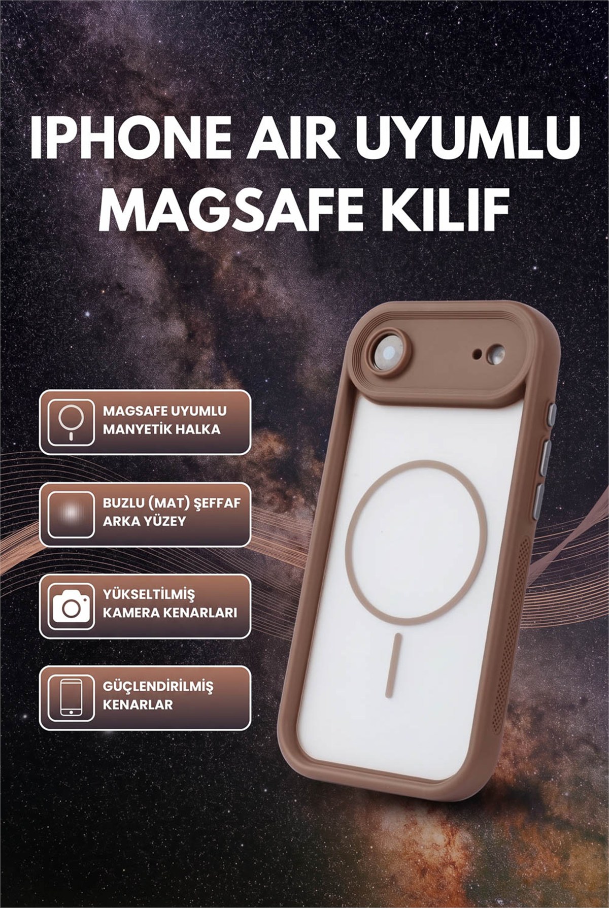 iPhone Air Kılıf – Kamera Korumalı – MagSafe Uyumlu – Haki Renk – Mat Silikon Telefon Kılıfı