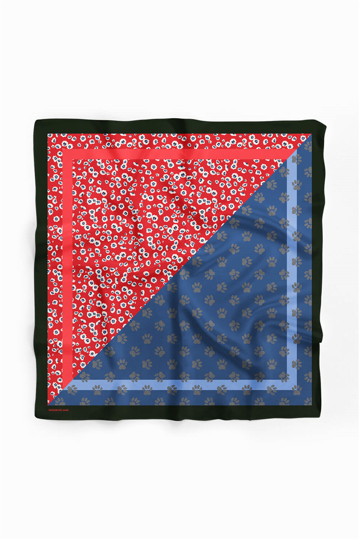 Z69 Kadın Mavi Pati Desenli 50x50 Bandana HYL DG01446-22