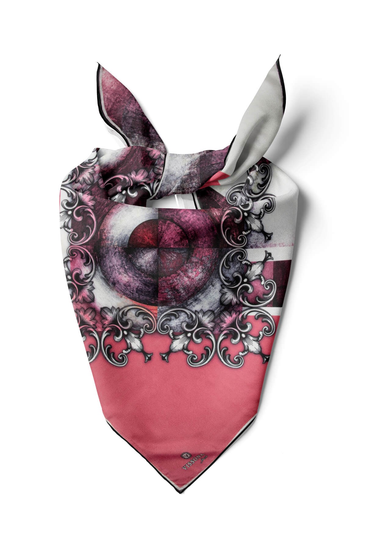 %100 İpek Kadın Desenli Bandana 80x80