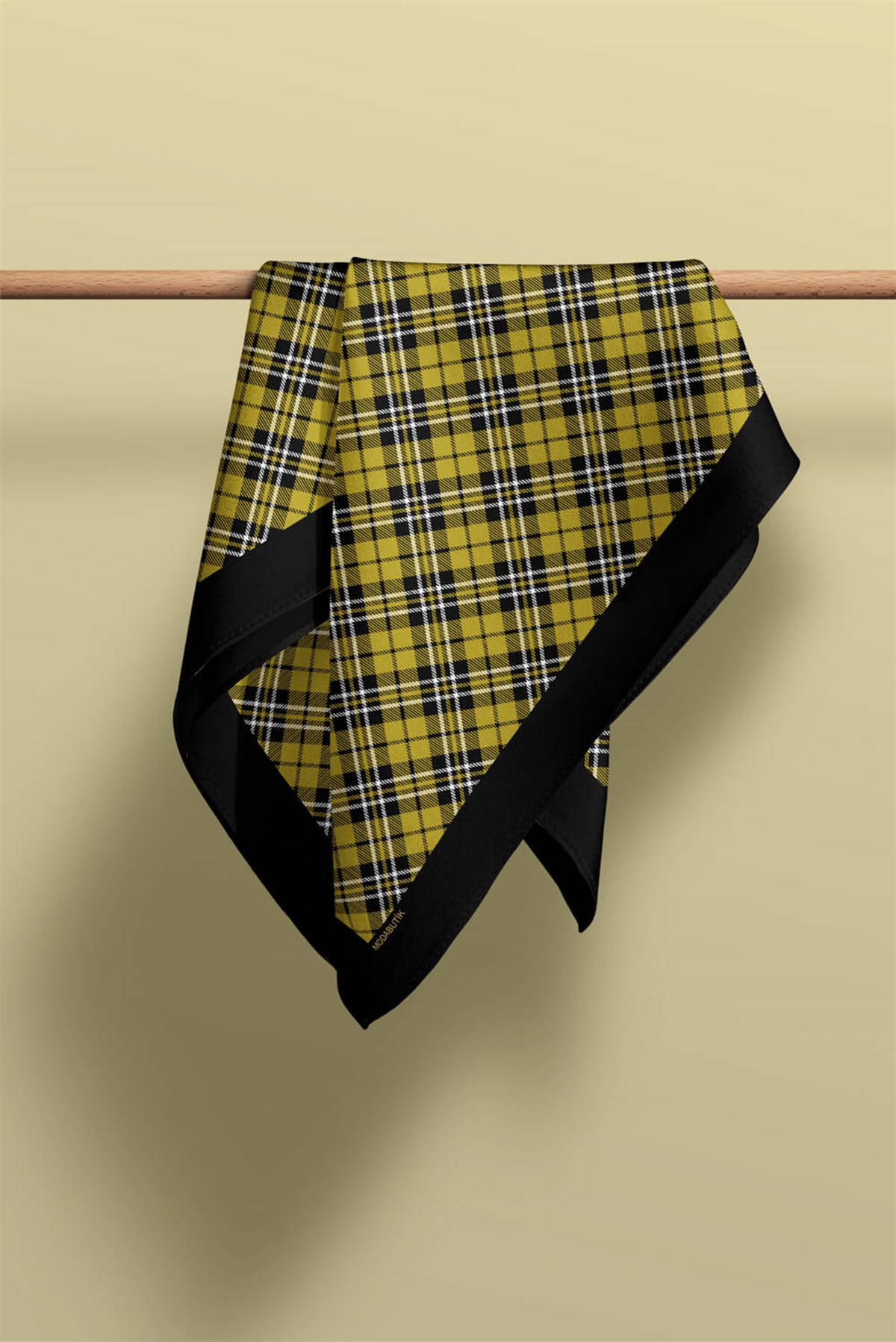 Violla Z48 Kadın Siyah Yeşil Kare Desenli 50x50 Bandana HYL DG01411-22