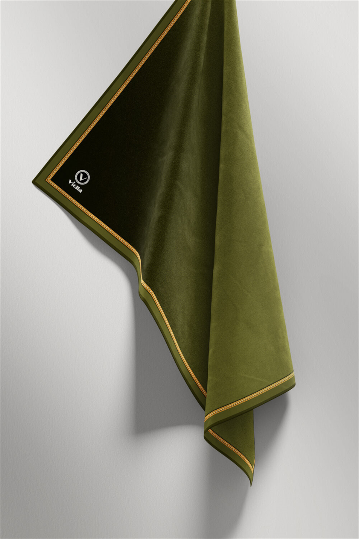Twill Degrade Desenli Haki Renkli 90x90 Eşarp (İpek İçermez) Kenar Dikiş Şekli El Dikişli