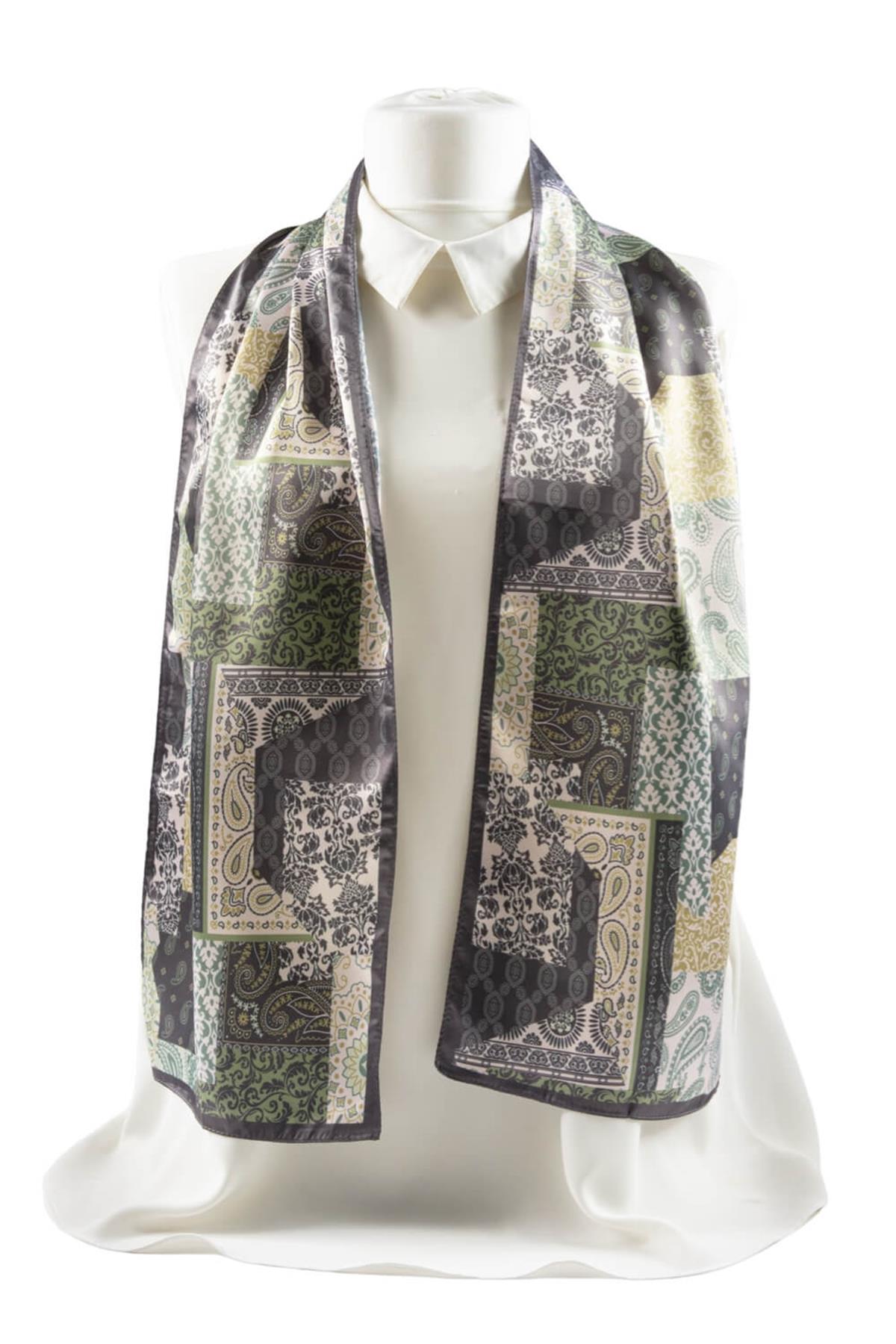 I41 Modabutik Şal Desenli Yeşil Fular