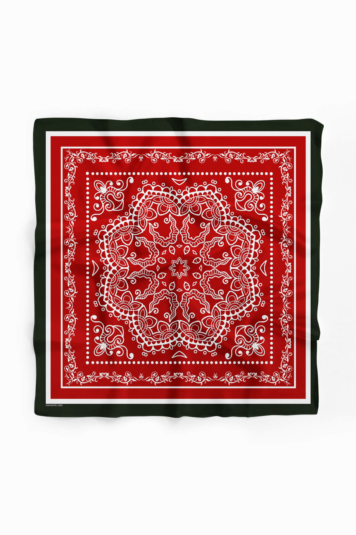 Kadın Kırmızı Şal Desenli 50x50 Bandana HYL DG01362-22