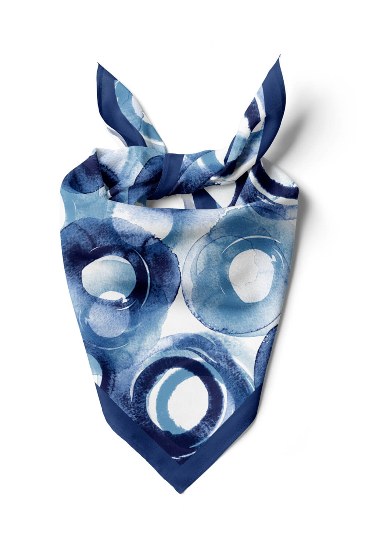 Kadın Halka Desenli Bandana 50x50 Mavi Beyaz DG0423-22