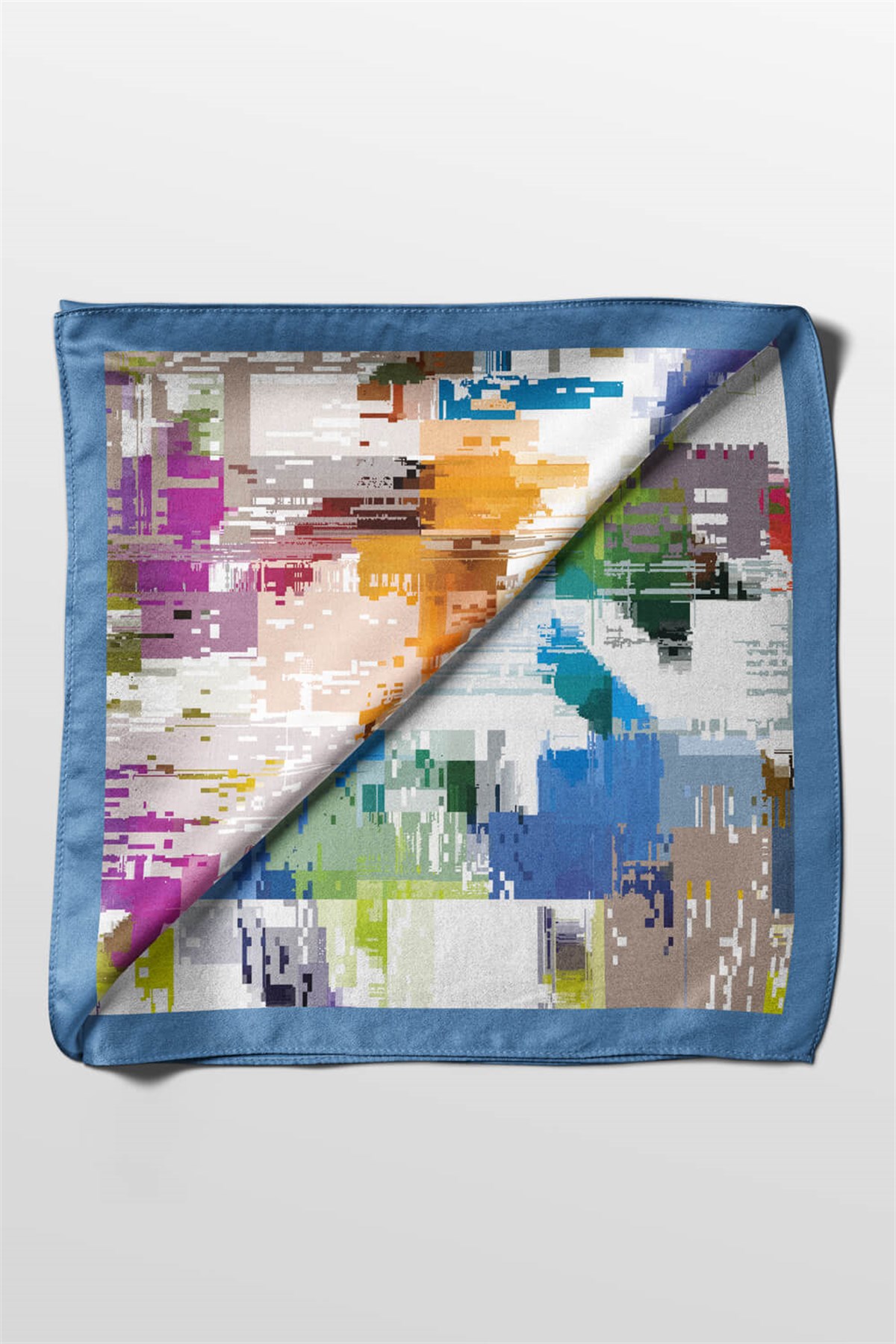 Violla D78 Kadın Ekose Desenli Bandana 50x50 Mavi DG0197-22