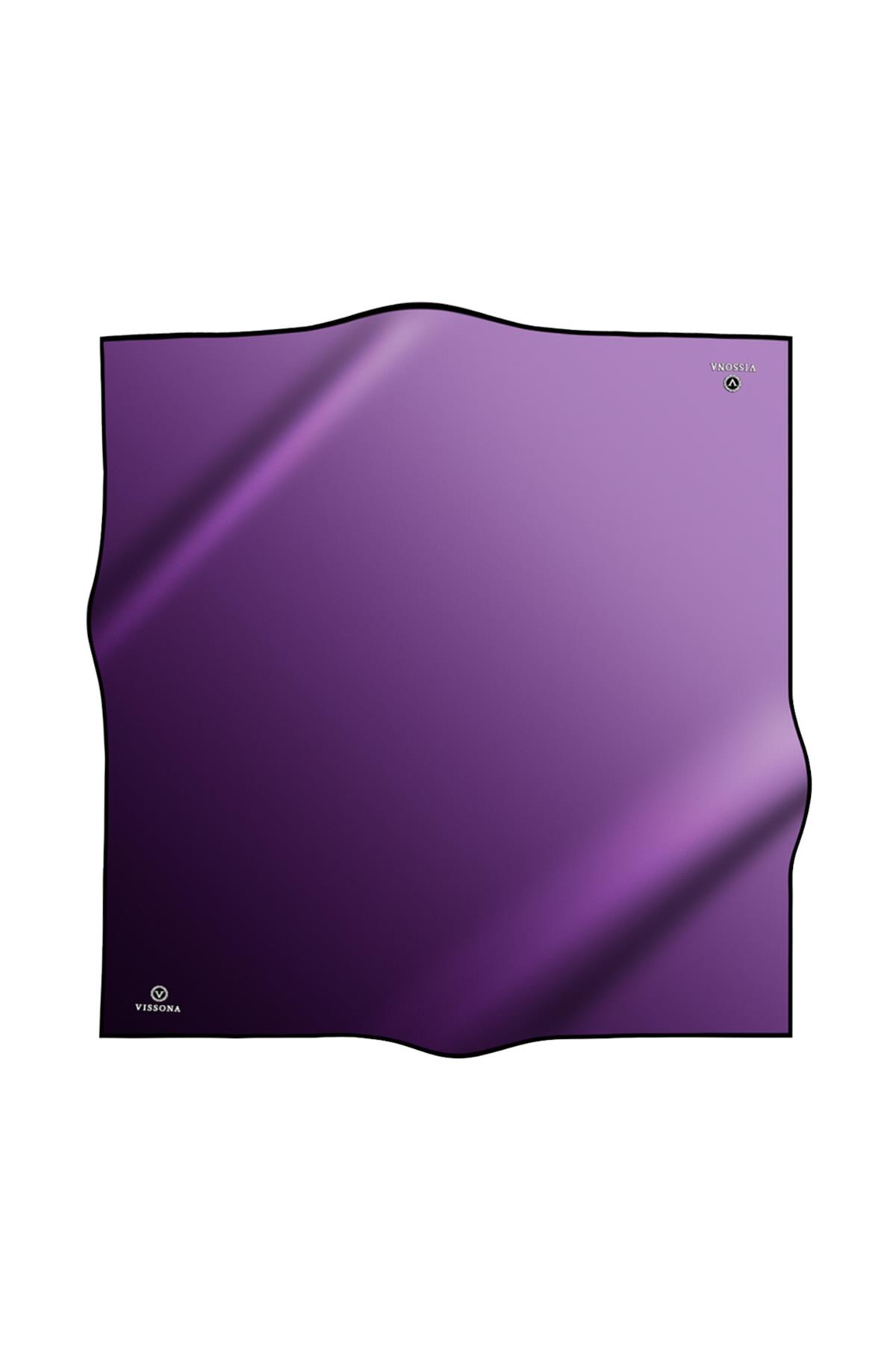 %100 Twill İpek Degrade Desenli Mürdüm Renkli 90x90 Eşarp Dikim Şekli : El Dikişi