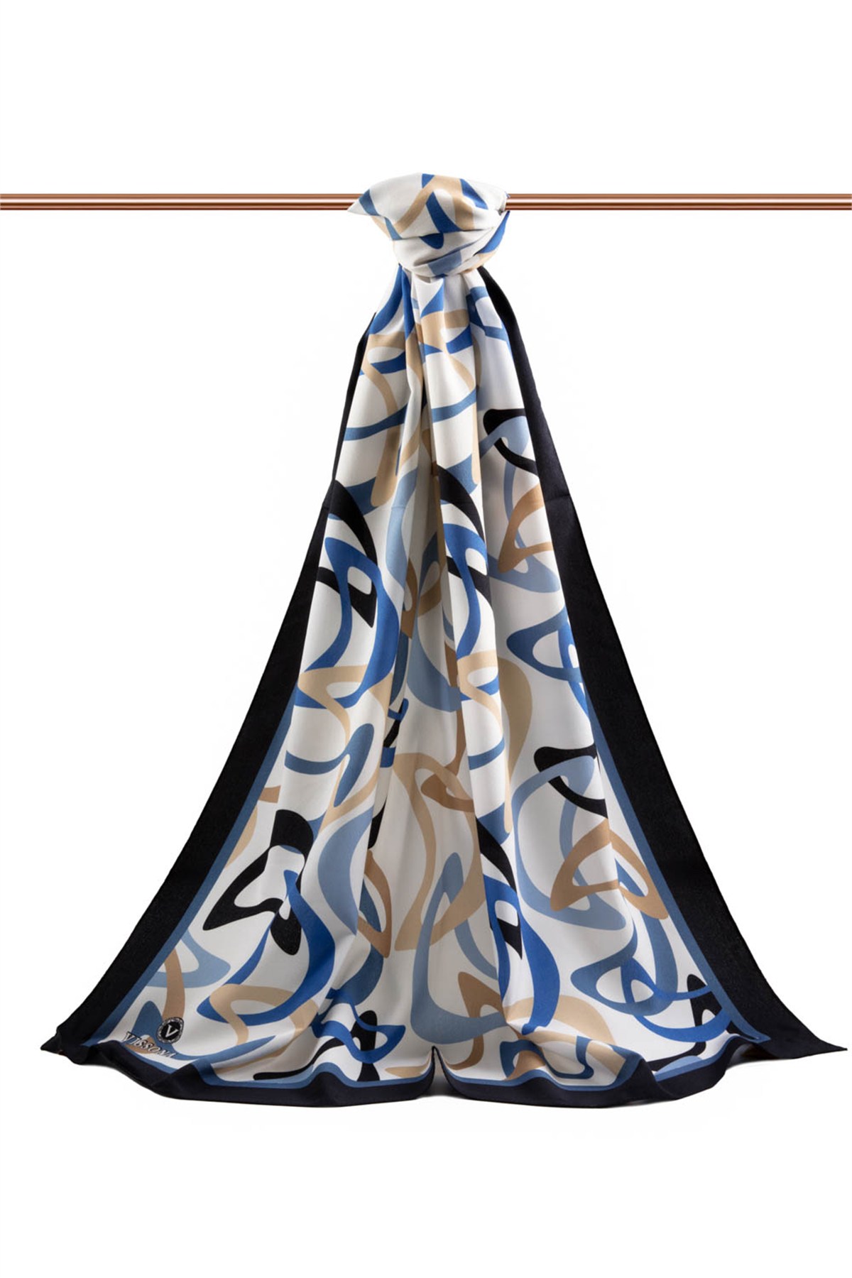 KREP BOOMERANG DESENLİ BUZ MAVİSİ RENKLİ 75X195 KIRIŞMAZ ŞAL