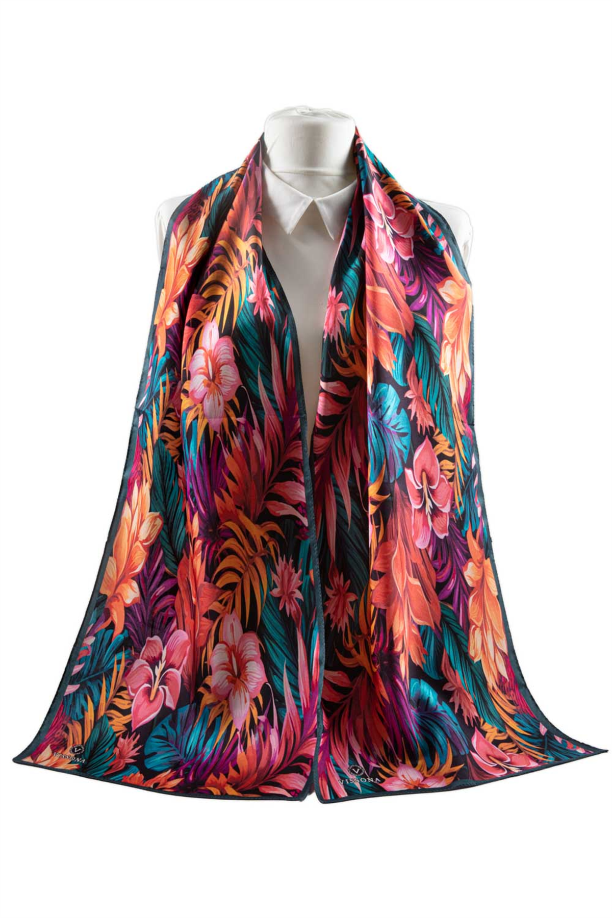 I77 SATEN İPEK ÇİÇEK DESENLİ KADIN FULAR