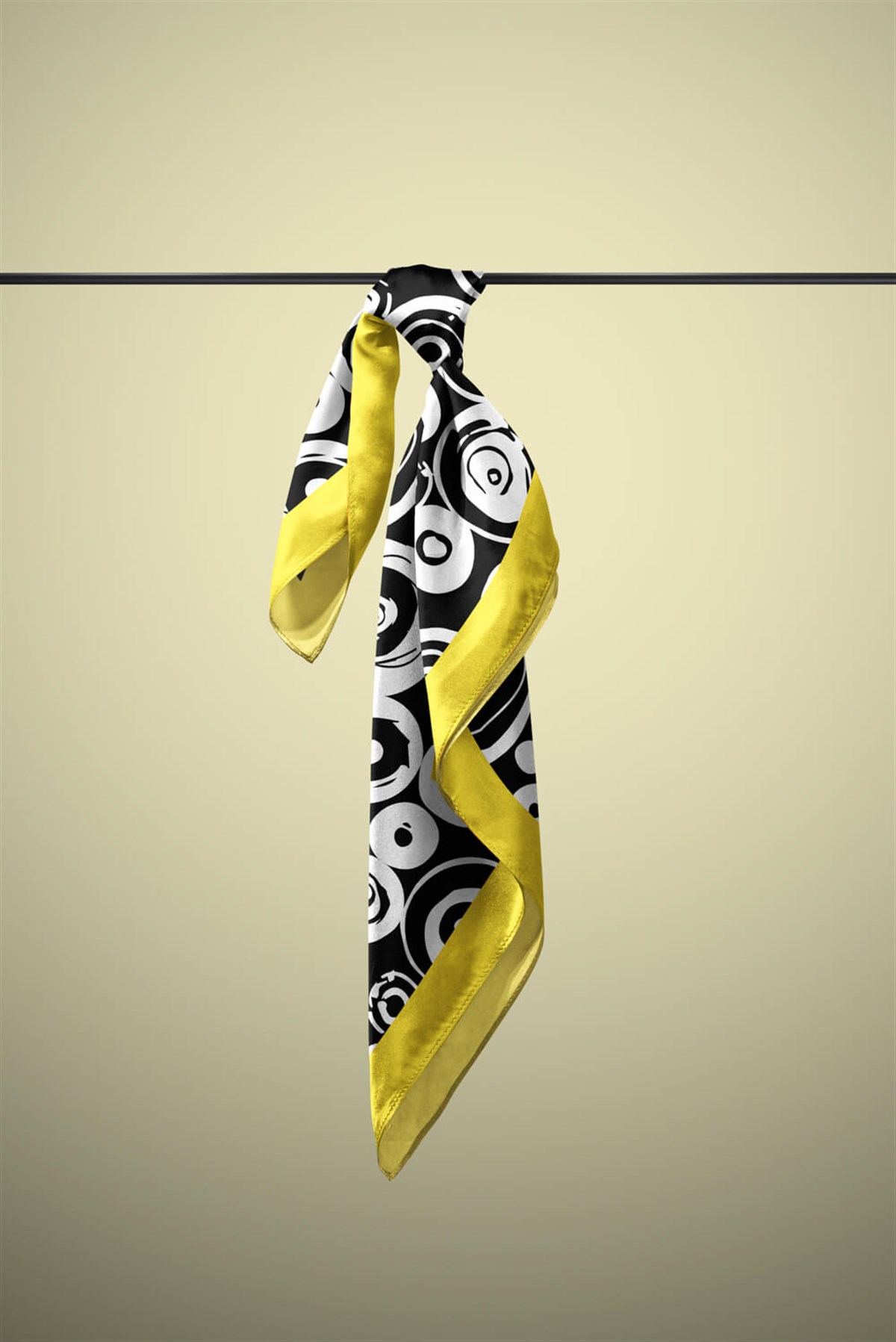 Violla F51 Kadın Halka Desenli Bandana 50x50 Siyah Beyaz DG0327-22