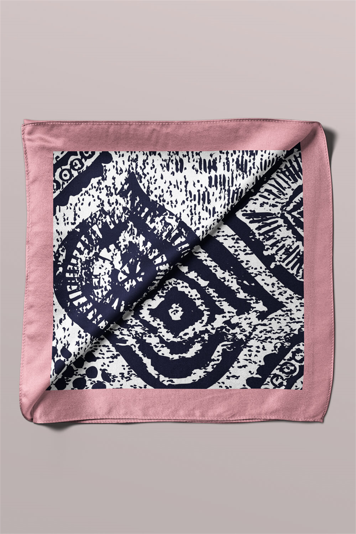 D101 Kadın Etnik Desenli Bandana 50x50 Siyah DG0177-22