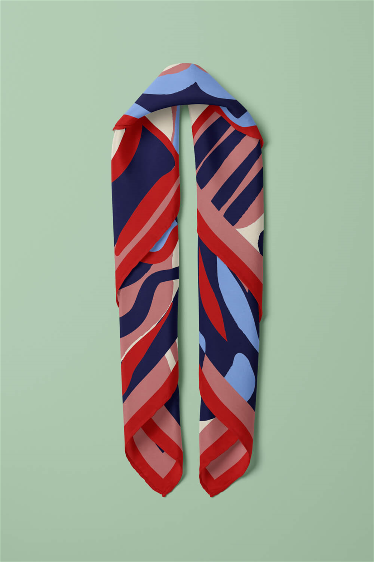 Saten İpek Kelebek Desenli Kadın Bandana