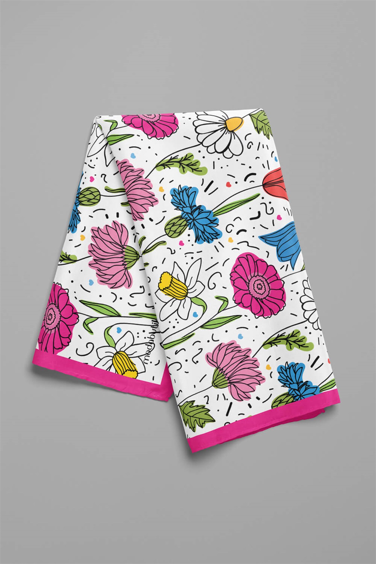 B89 Violla Çiçek Desenli Kadın Bandana