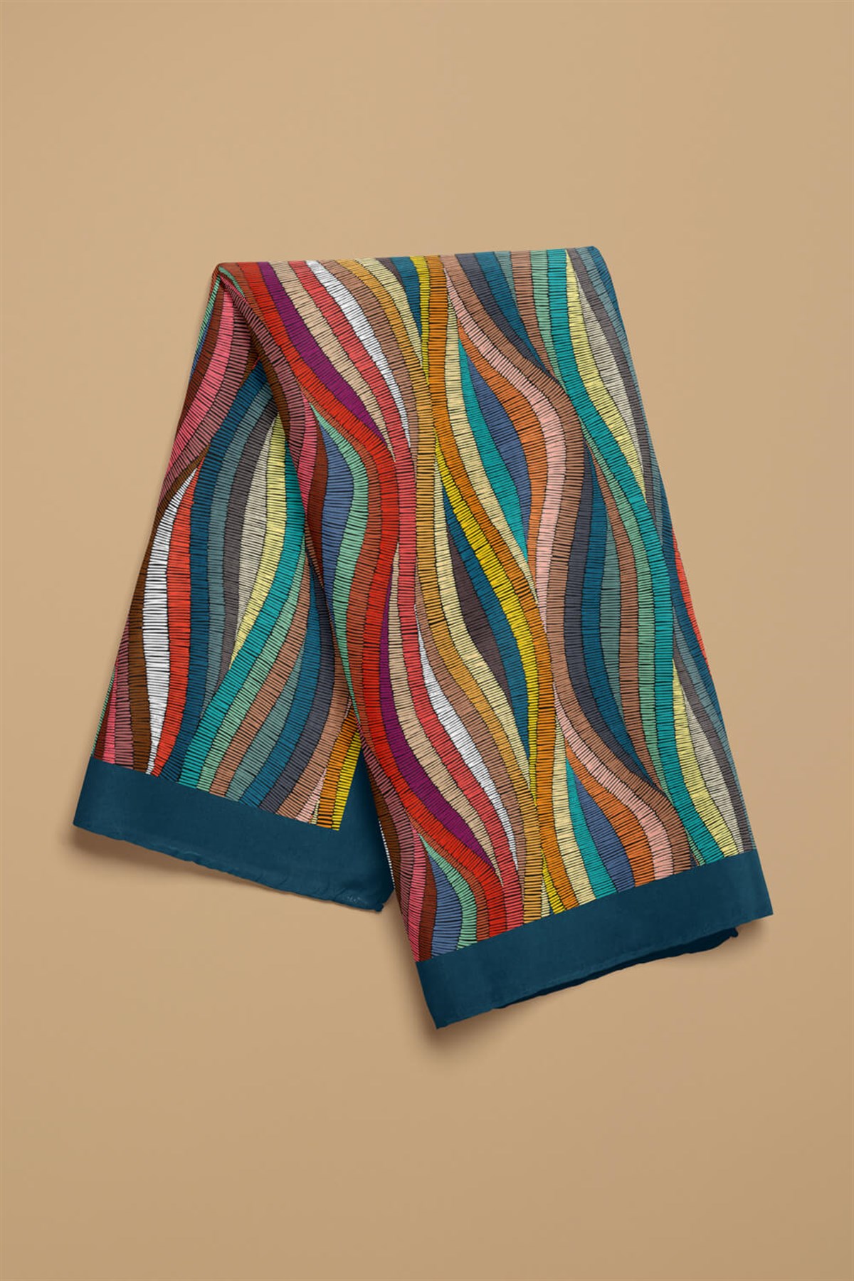 Violla D68 Kadın Çok Renkli Dokuma Desenli 50x50 Bandana DG0413-22