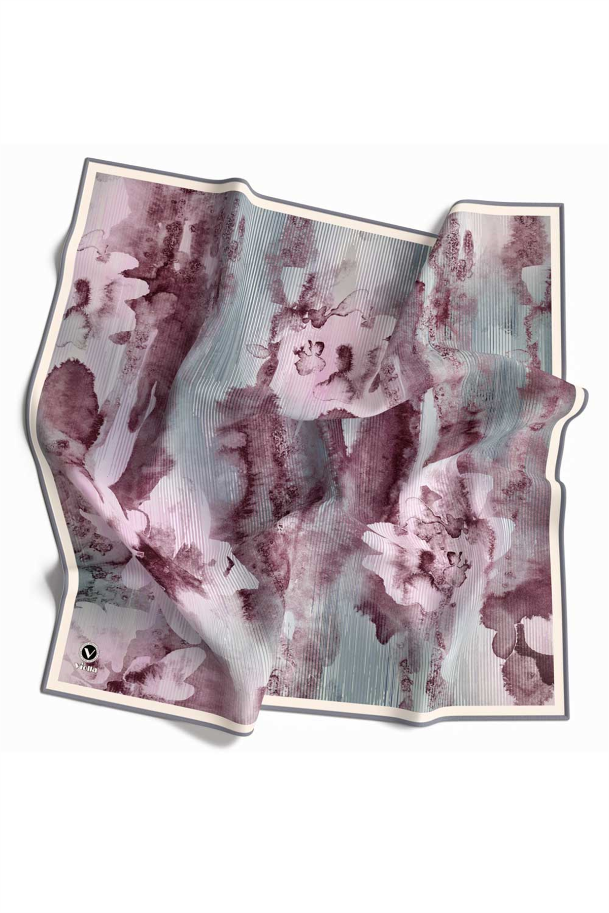 Twill Batik Desenli Buz Mavisi Renkli 90x90 Eşarp (İpek İçermez) Dikim Şekli : El Dikişi