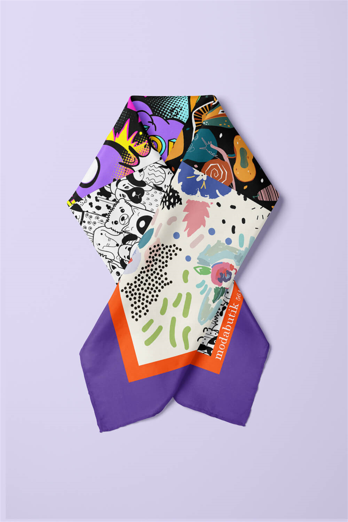 G74 Papatya Desenli Yeşil Kahve Köpek Bandanası DG5644 45x45