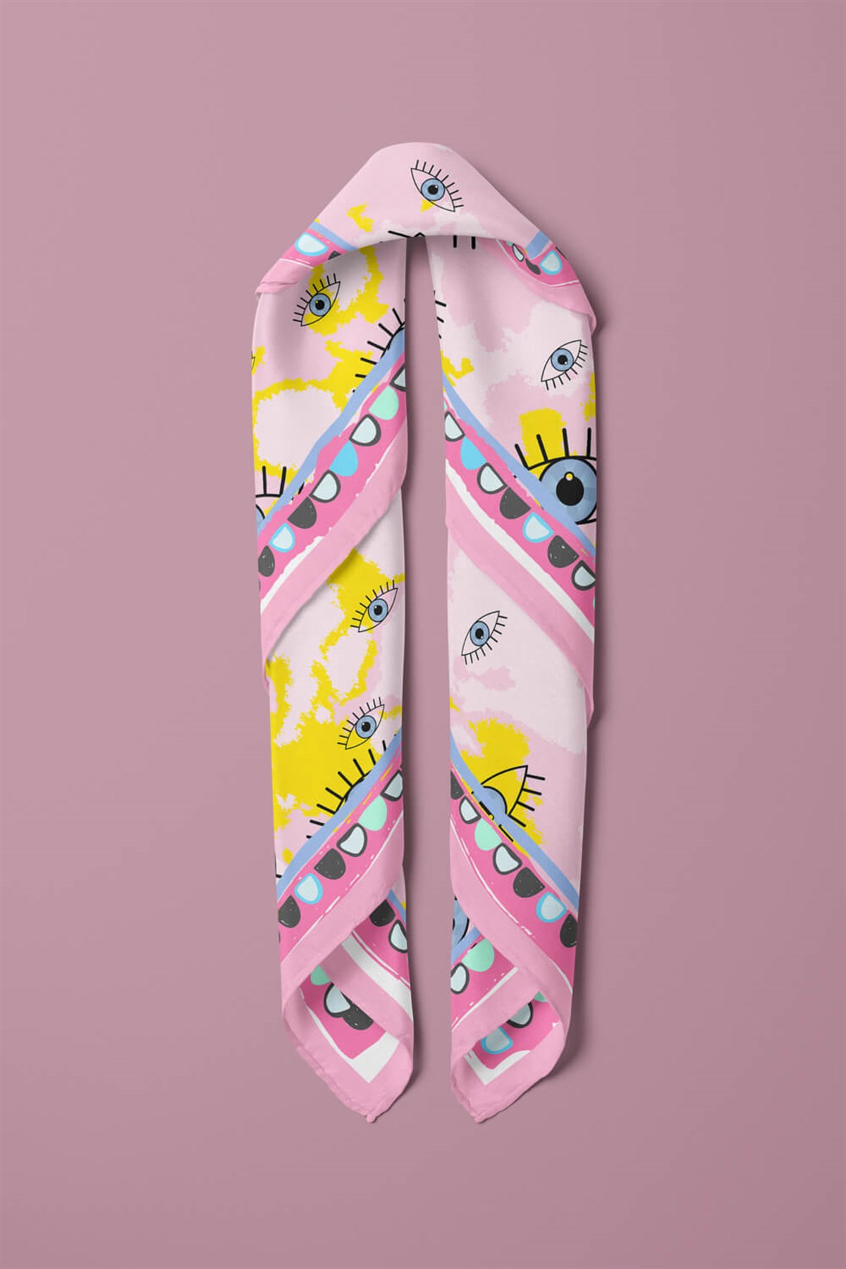 Violla V59 EYES PİNK BATİK TASARIM BANDANA