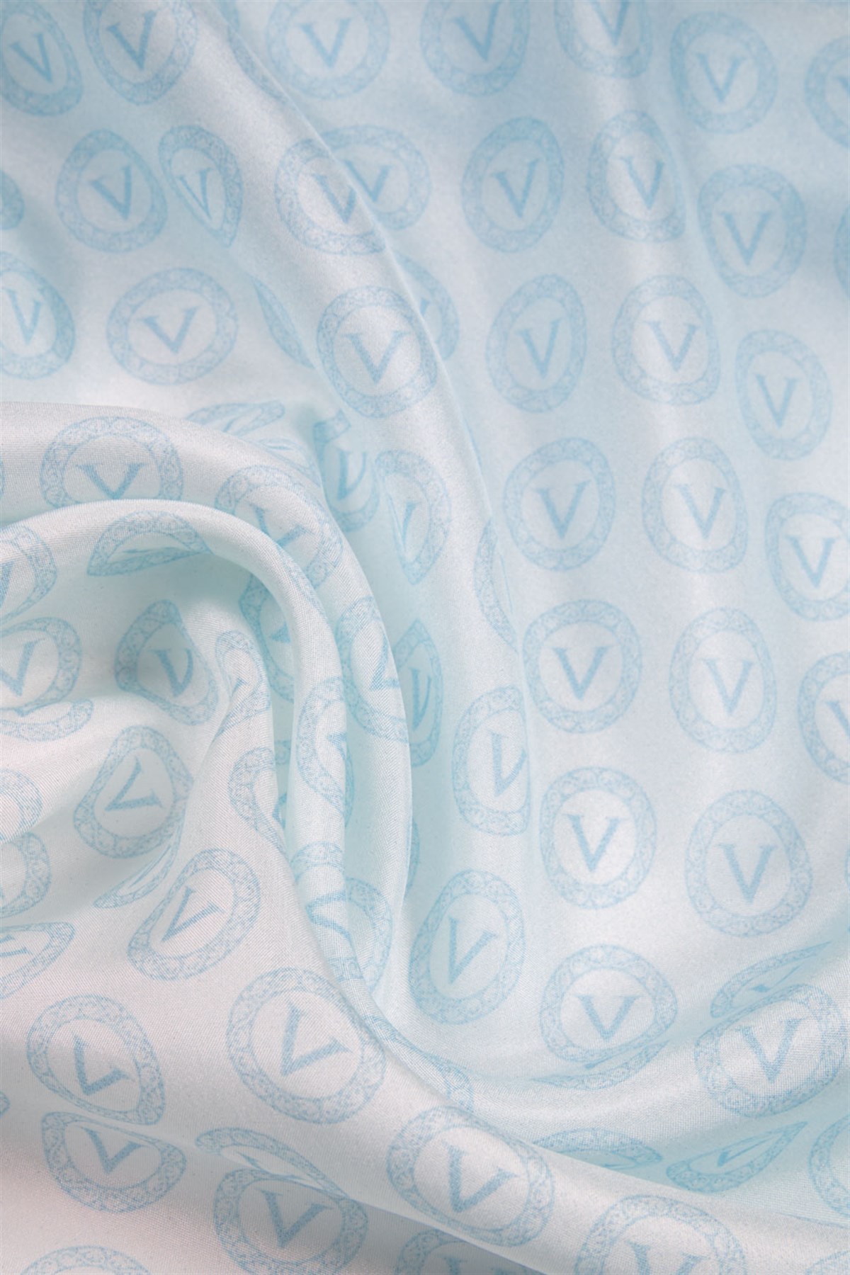 %100 İpek Degradeli Ve Monogram Desenli Su Yeşili - Gold Renkli 92x210 Şal