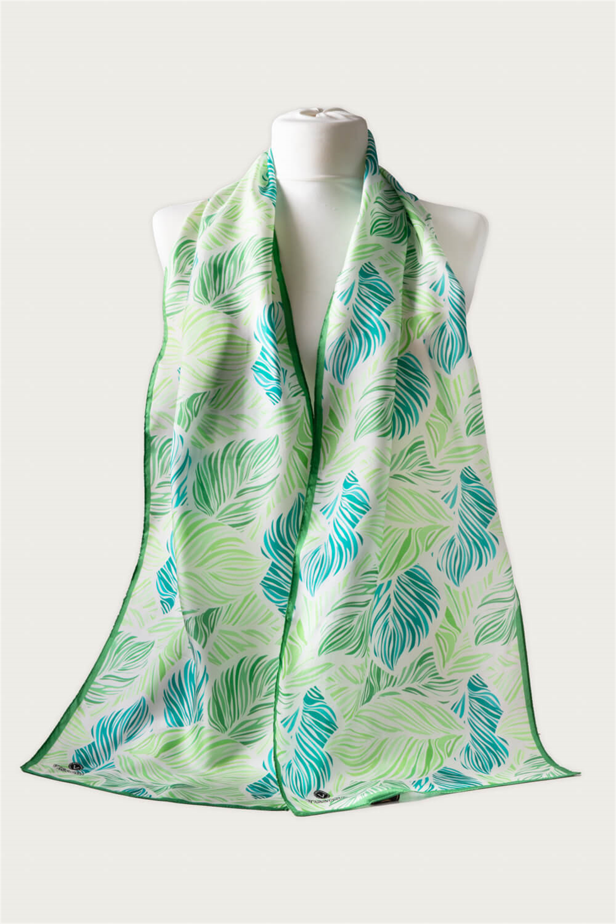 %100 İPEK YAPRAK DESENLİ KADIN FULAR 30X170