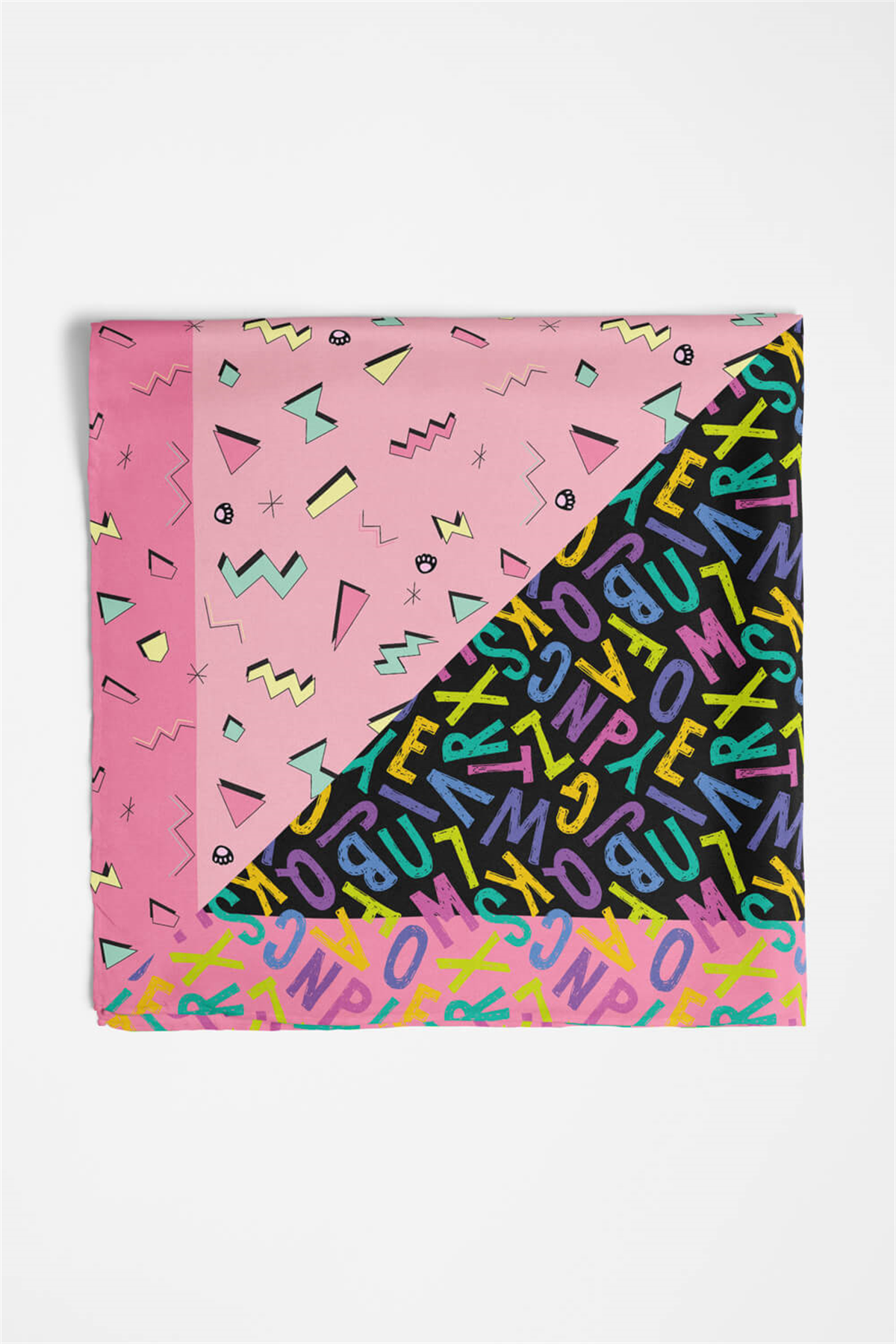 D6 Özel Üretim Letter Desenli Köpek Bandanası Pembe 50x50