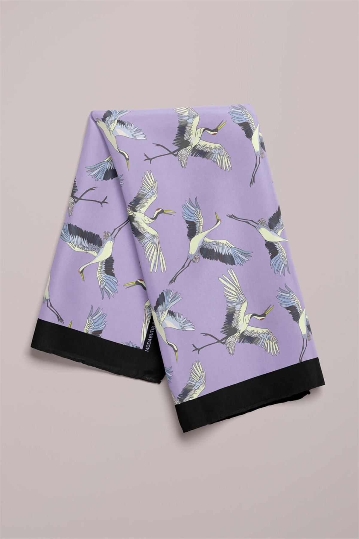 Violla B9  Kadın Lila Stork Desenli 50x50 Bandana HYL DG0877-22
