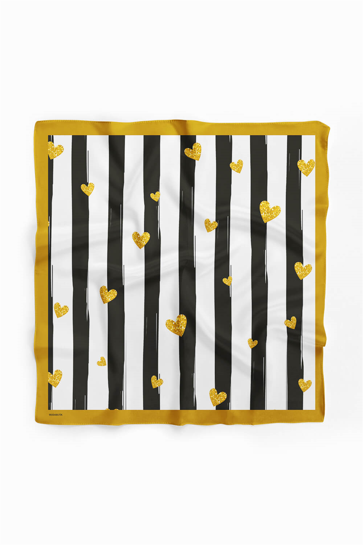 F96 Kadın Kalp Desenli Çizgili Bandana 50x50 DG0323-22