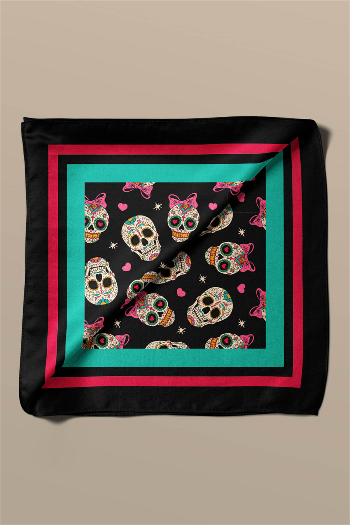 G20 Kadın Kurukafa Desenli 50x50 Bandana HYL DG01389-22