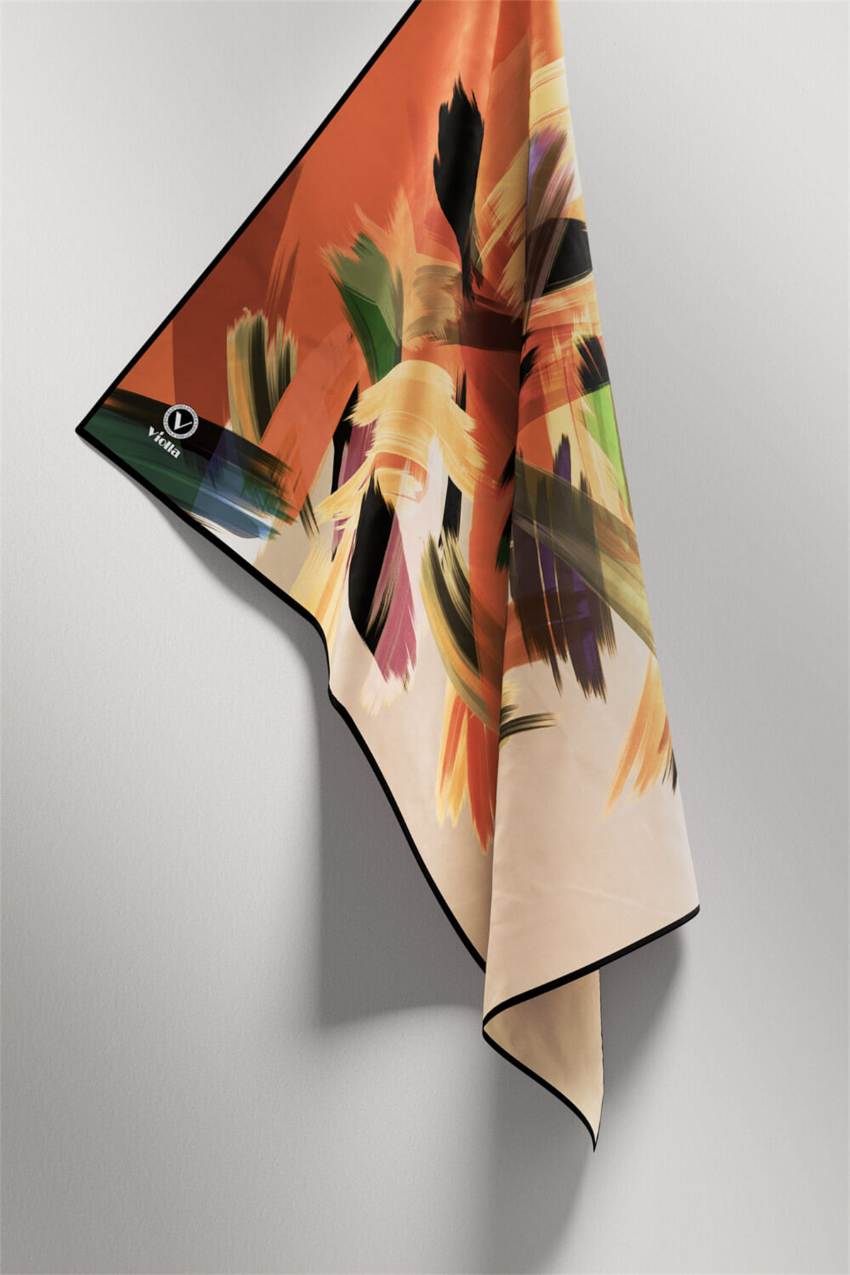 Twill Fırça Desenli Bakır Renkli 90x90 Eşarp (İpek İçermez) Kenar Dikiş Şekli El Dikişli