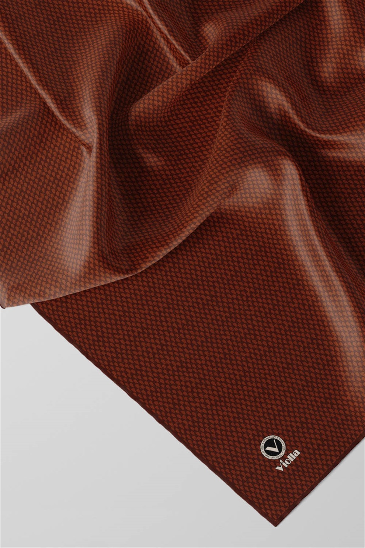 Twill Dokulu Düz Renk Desenli Taba Renkli 90x90 Eşarp (İpek İçermez) Kenar Dikiş Şekli El Dikişli