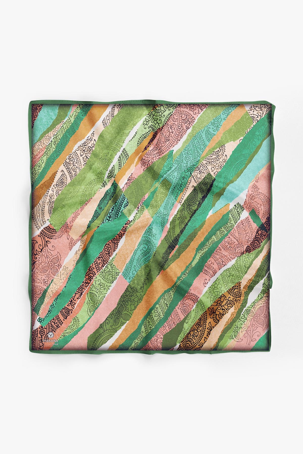 %100 İpek Kadın Desenli Bandana 80x80