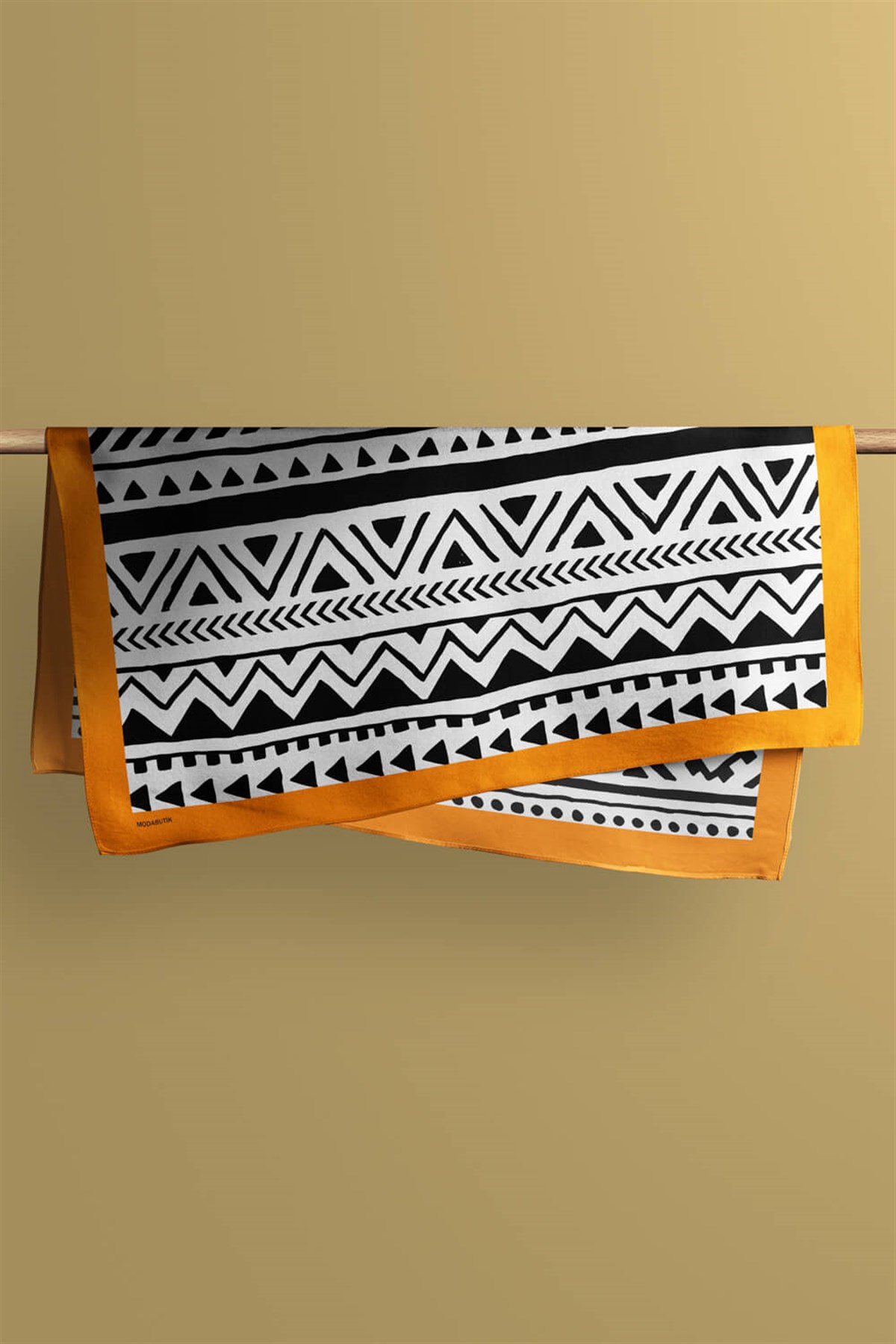 Violla B65 Kadın Egzotik Desenli Bandana 50x50 Siyah Beyaz DG0395-22