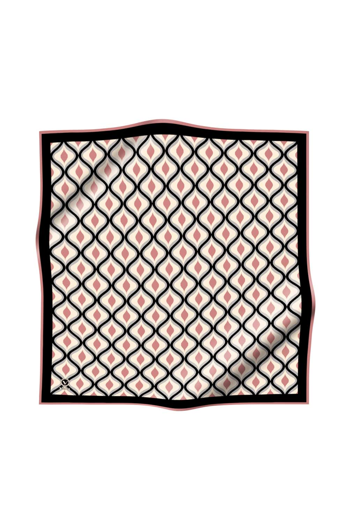 Twill Geometrik Daire Desenli Pudra Renkli 90x90 Eşarp (İpek İçermez) Dikim Şekli : El Dikişi