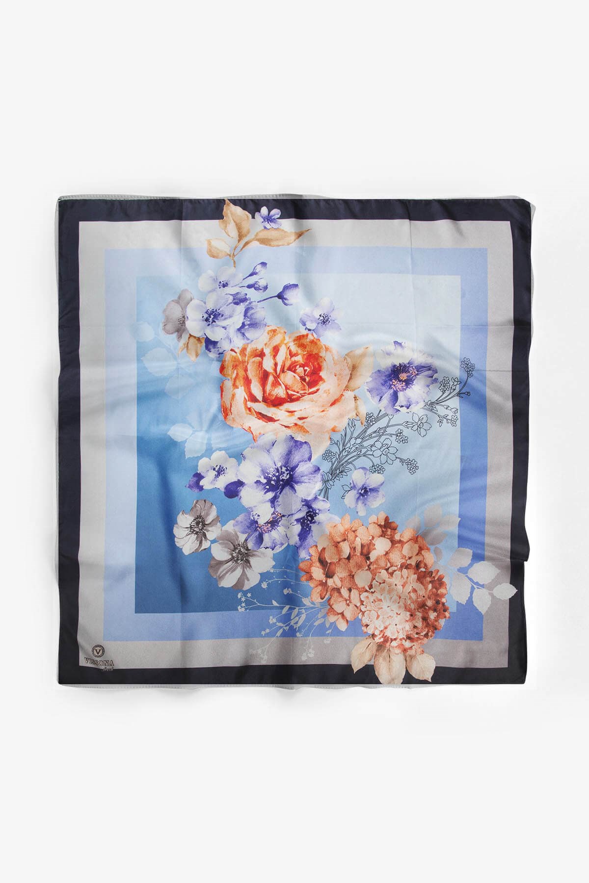 %100 İpek Kadın Desenli Bandana 80x80