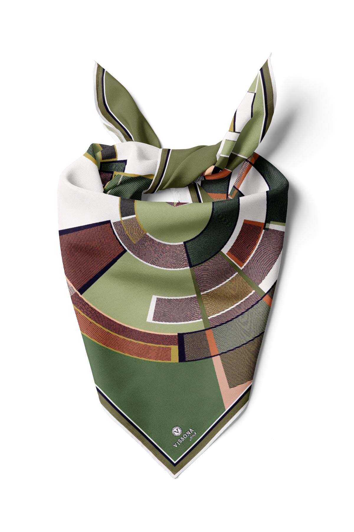 %100 İpek Kadın Desenli Bandana 80x80