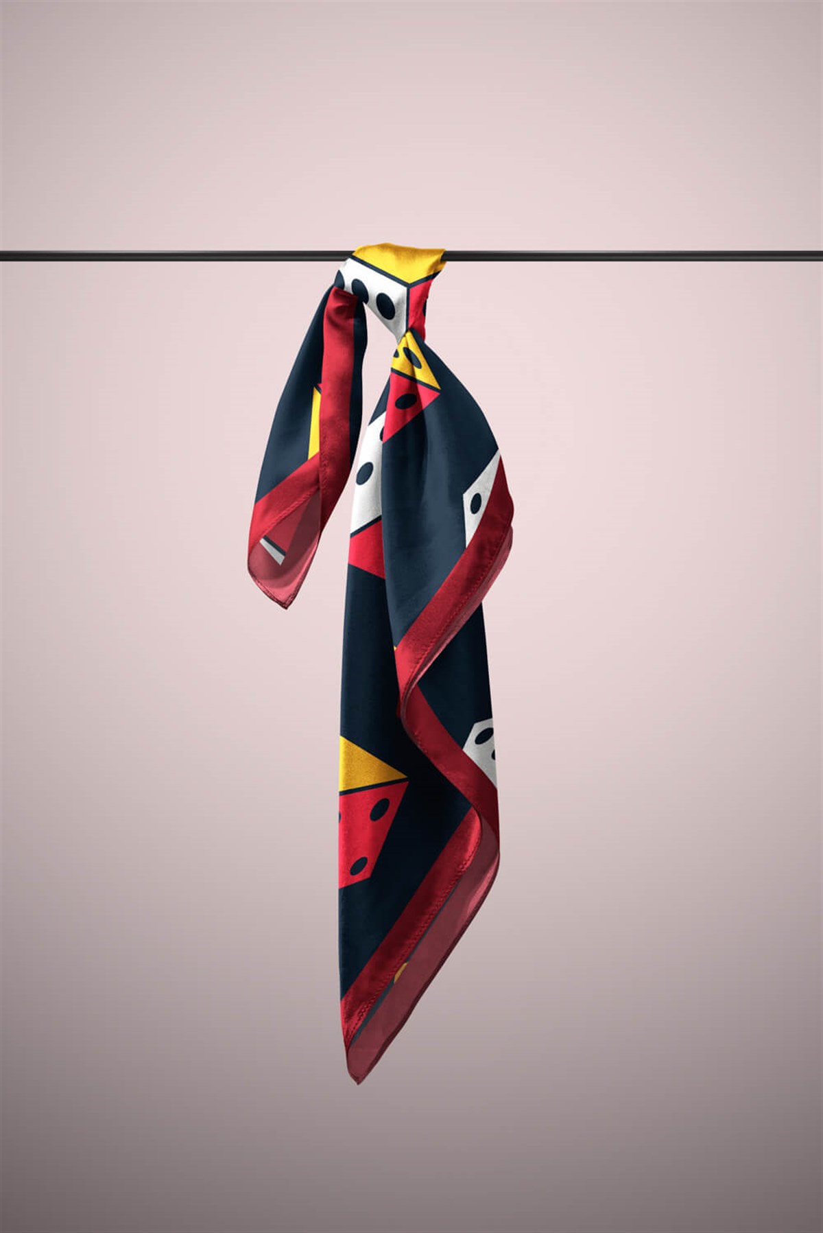 Violla V22 Kadın Zar Desenli Bandana 50x50 Siyah Turuncu Sarı DG0439-22