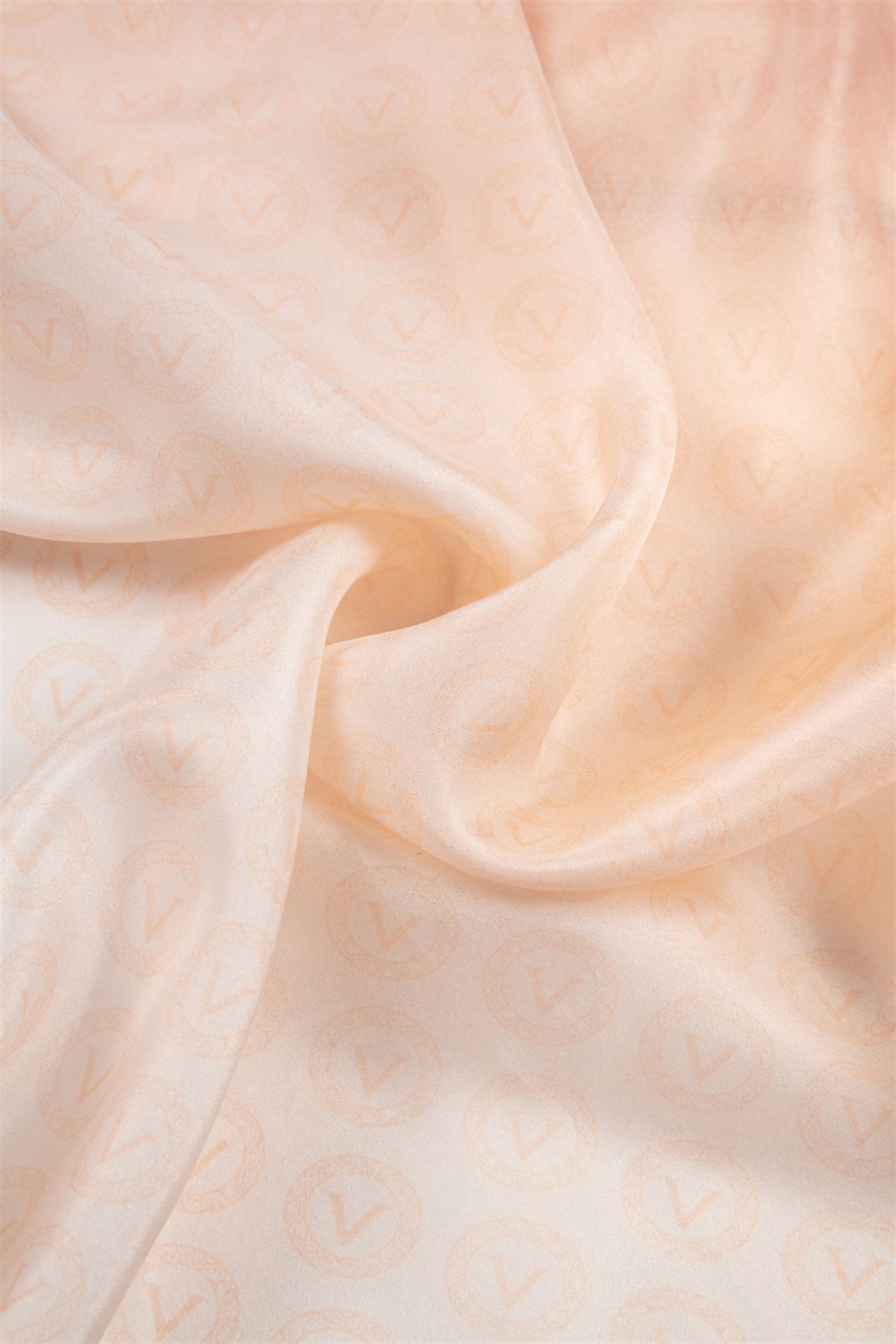 %100 İpek Degradeli Ve Monogram Desenli Somon - Gold Renkli 92x210 Şal