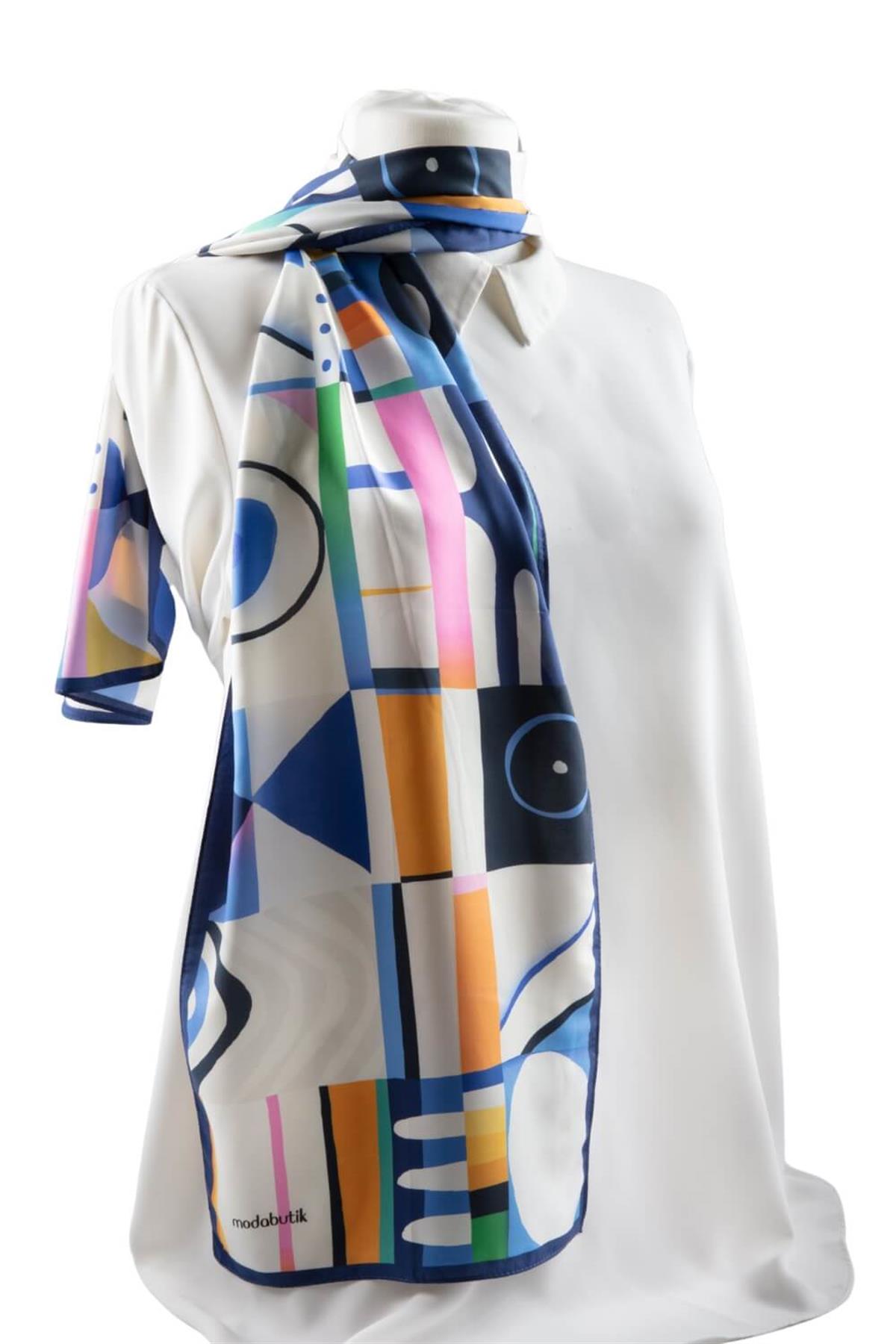 I98 Modabutik Geometrik Desenli Kadın Fular