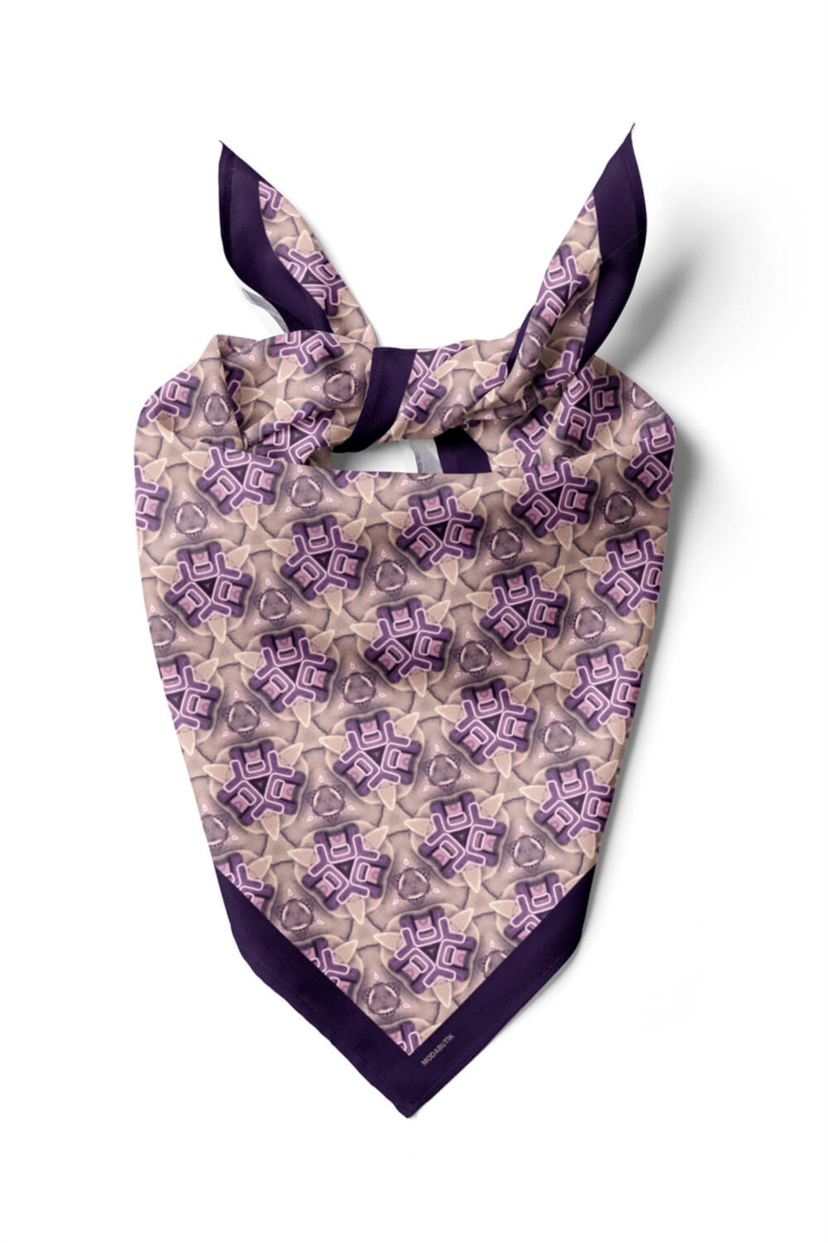 D52 Kadın Geometric Desenli Bandana 50x50 Mor DG0240-22