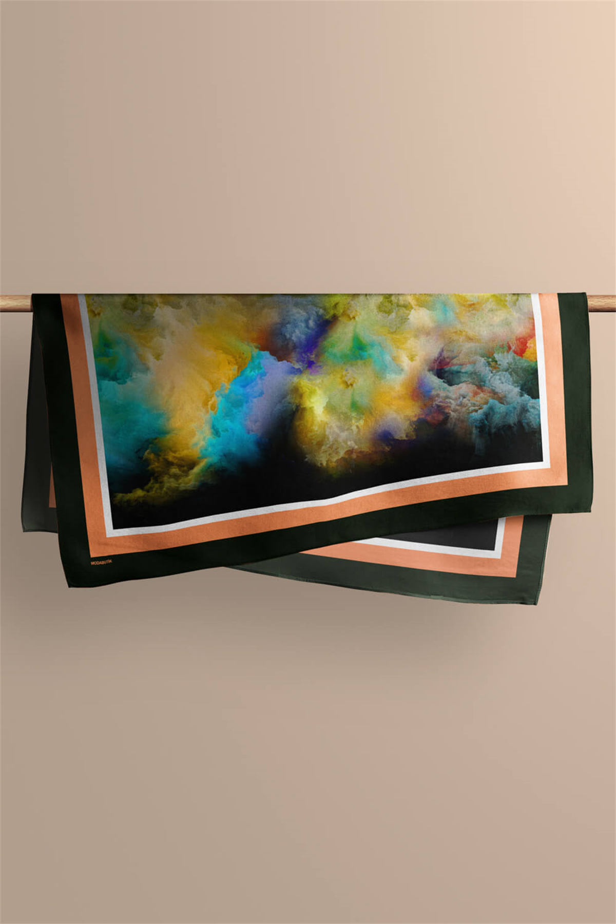 Z27 Kadın Sarı Mavi Suluboya Desenli 50x50 Bandana DG01563-22