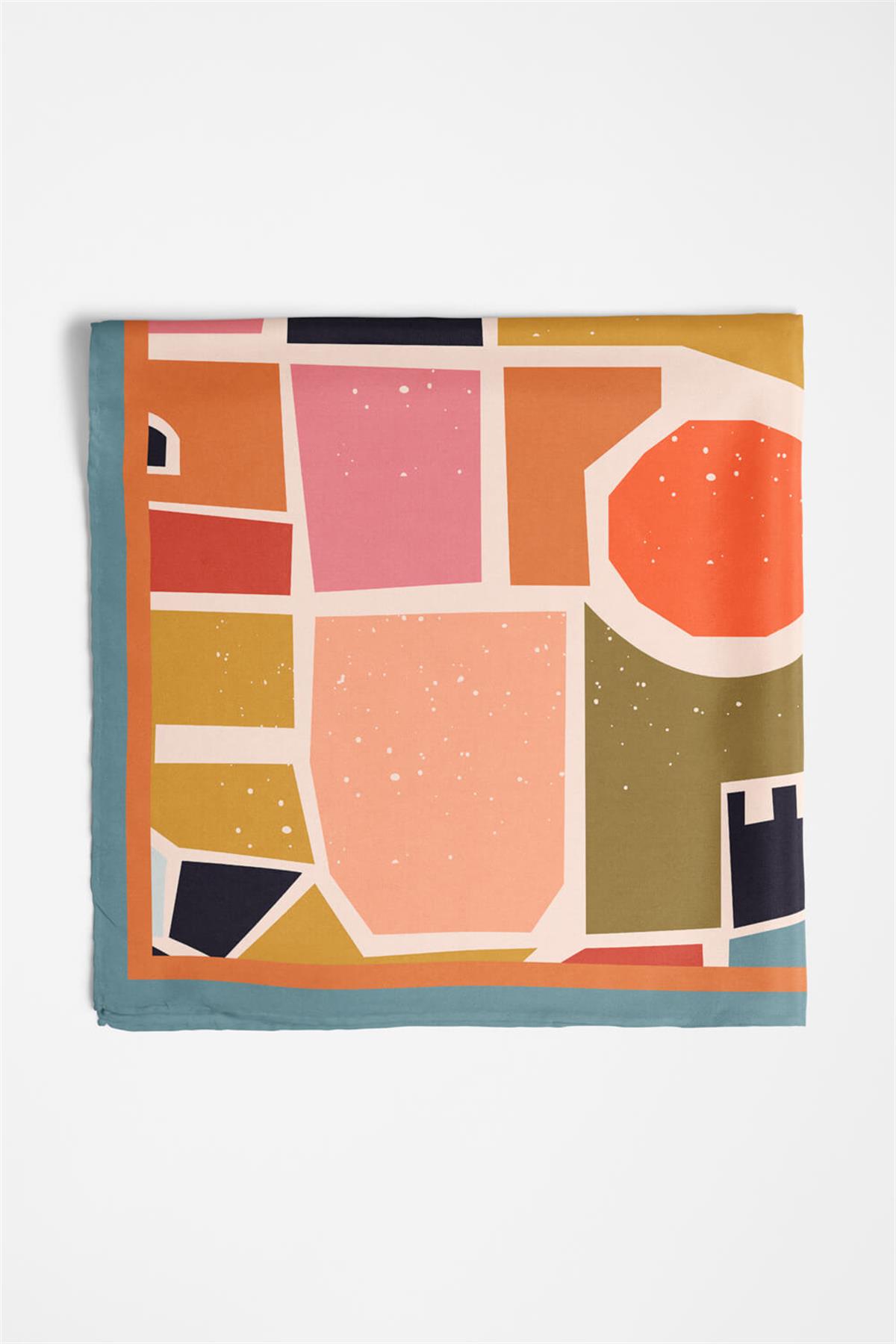 Vissona Geometrik Desenli İpek Bandana