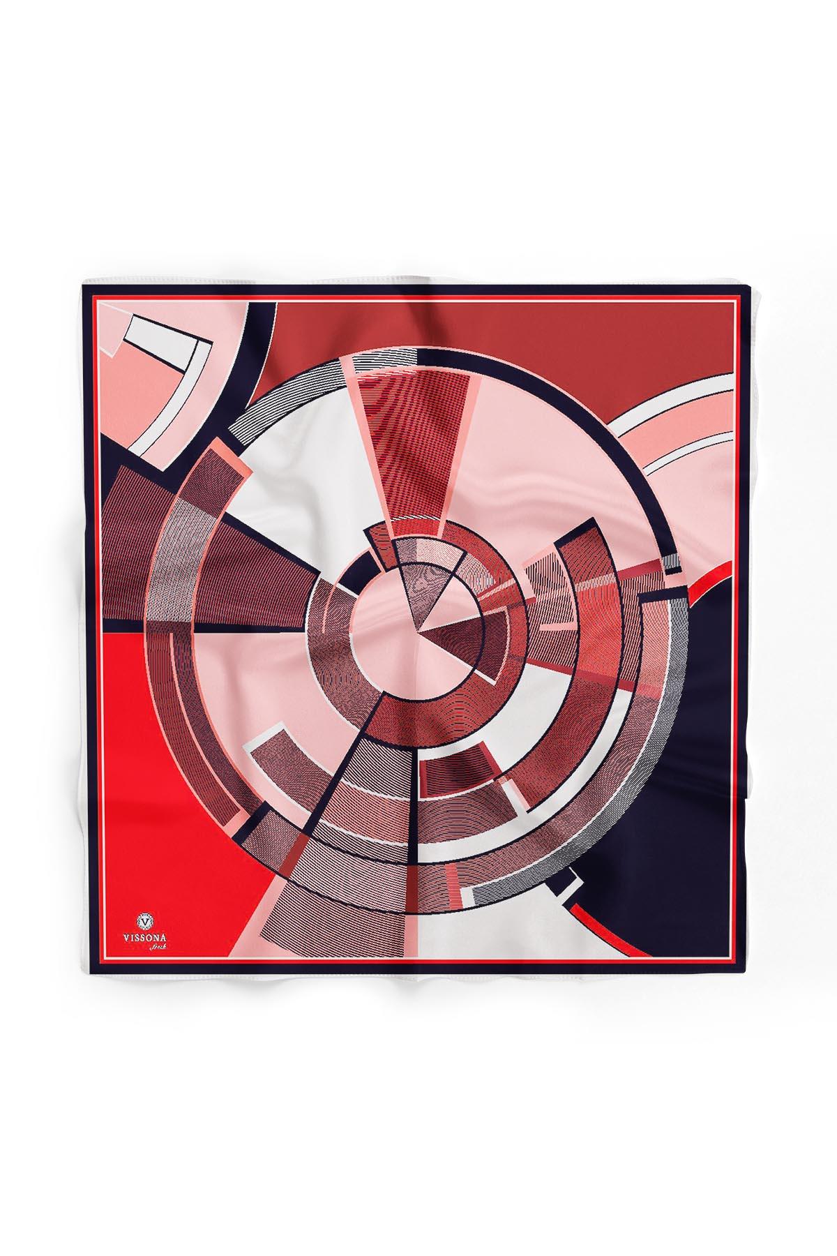 %100 İpek Kadın Desenli Bandana 80x80