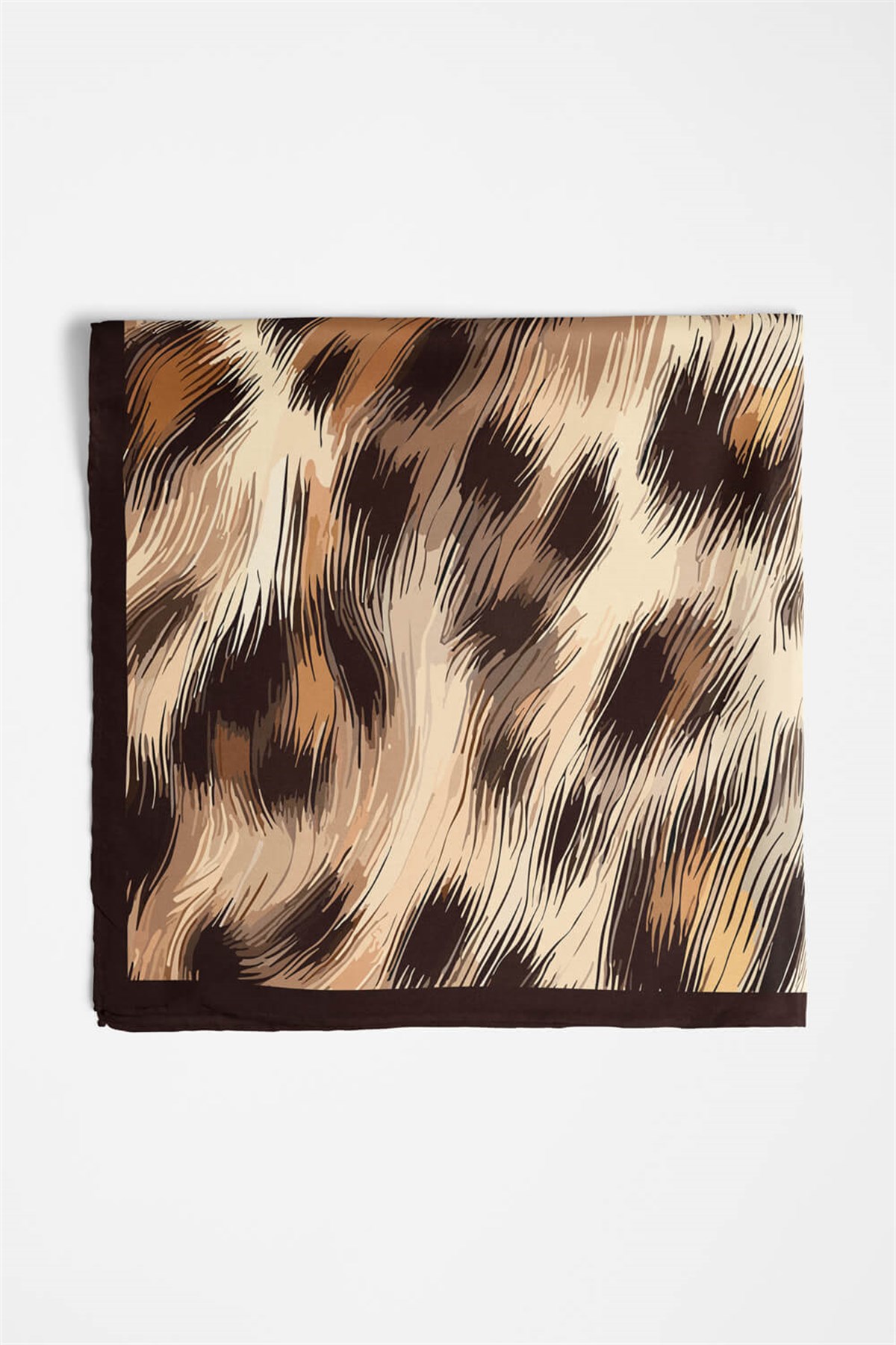 I75 %100 İpek Leopar Desenli Kadın Bandana